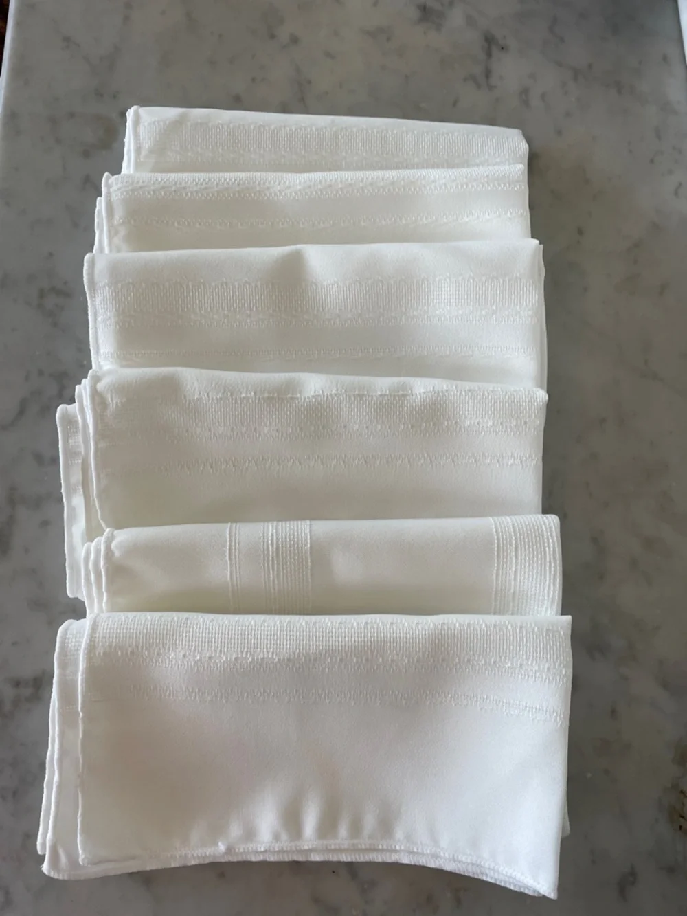 VINTAGE Set of White Hemstitched Cloth Napkins (6)